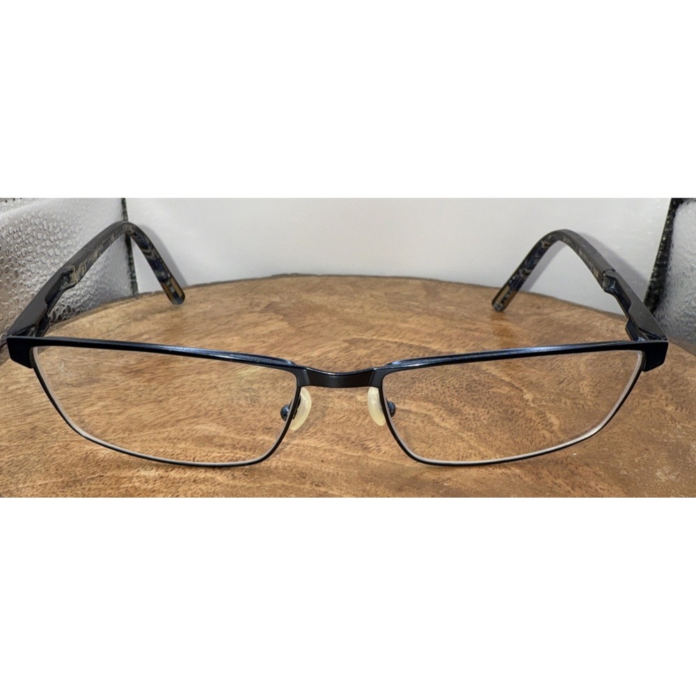 Jhane Barnes Nano‎ Eyeglass Frames 55-16-140 Gunmetal Blue Accent Designer